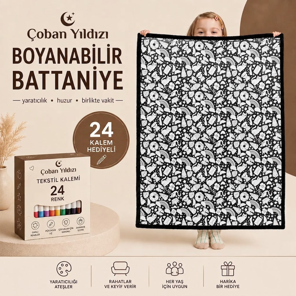 Çoban Yıldızı Renkli Rüyalar | İnteraktif Boyama Battaniyesi Seti
